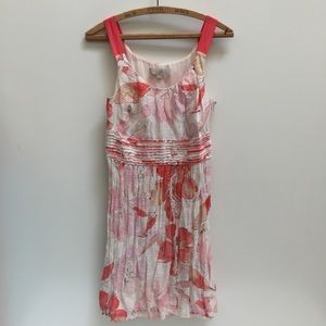 Loft pink white floral shorts tank dress 4 S